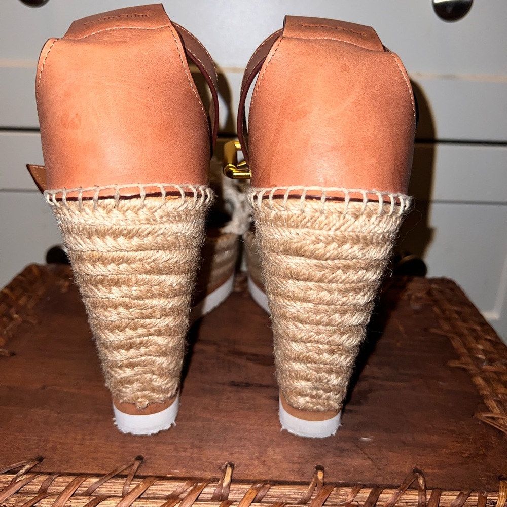 See By Chloe Tan and Cream Wedge Sandals - Picture 4 of 11